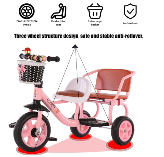 Bicicleta de dos asientos para niños