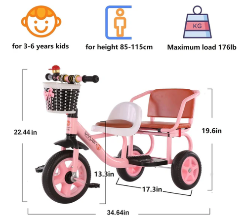 Bicicleta de dos asientos para niños